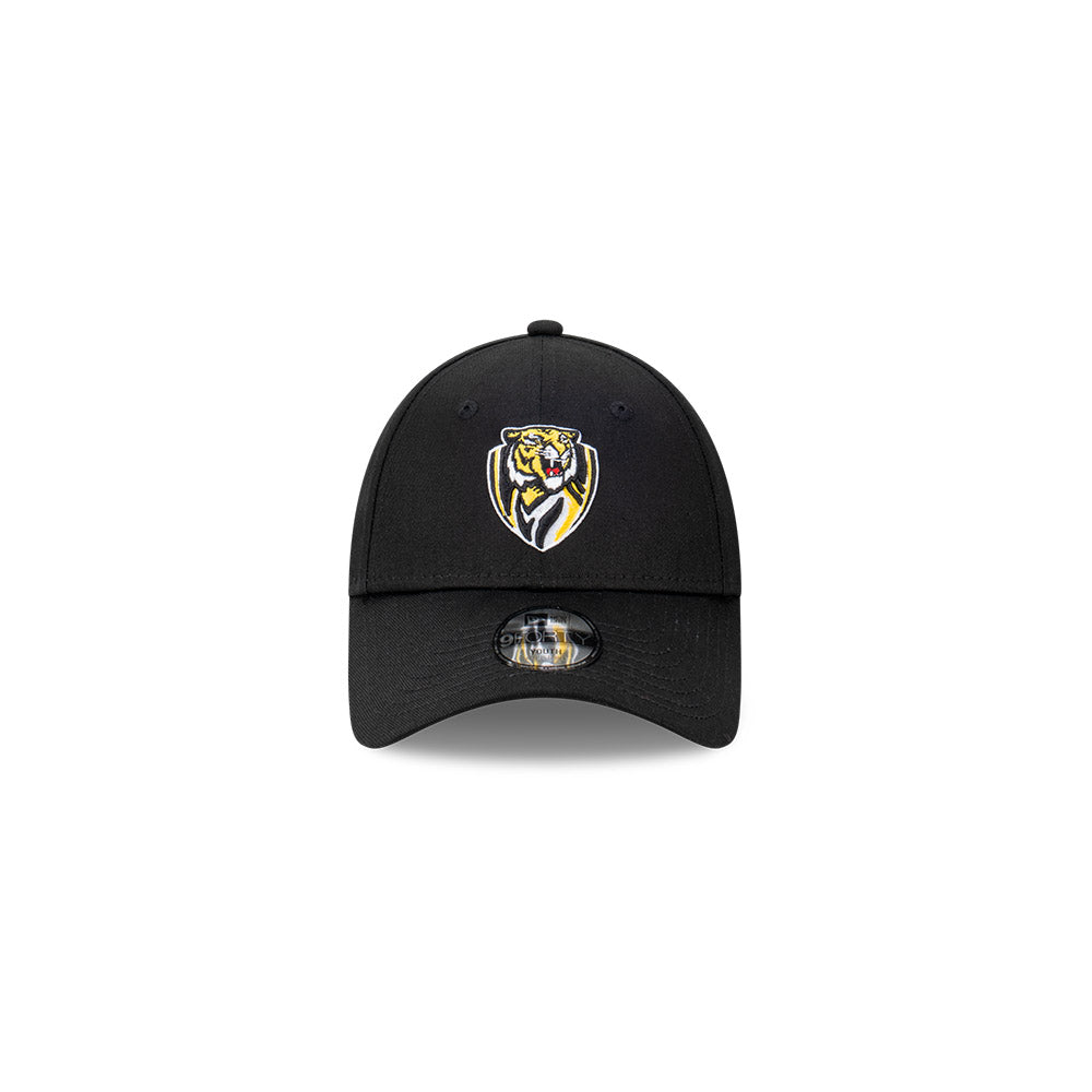 Richmond Tigers Kids Hat - AFL Official Team Colour Black 9Forty Kids Strapback Cap - New Era